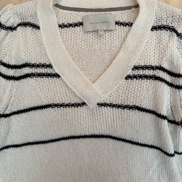 Brochu Walker "Sasha" Cotton Merino V Neck Sweater Size Small - Picture 3 of 9